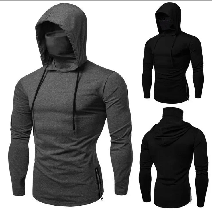 Moletons masculinos hoodies manga cheia casual regular topos sólido moletom com zíper simples cordão topo fino ajuste outono 2024