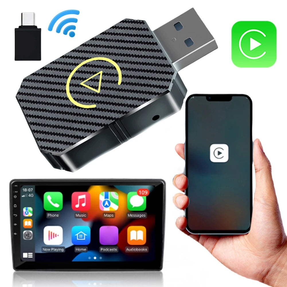 Carplay sem fio android adaptador automático plug & play usb carro dongle sem fio para oem com fio carplay/android carros automóveis