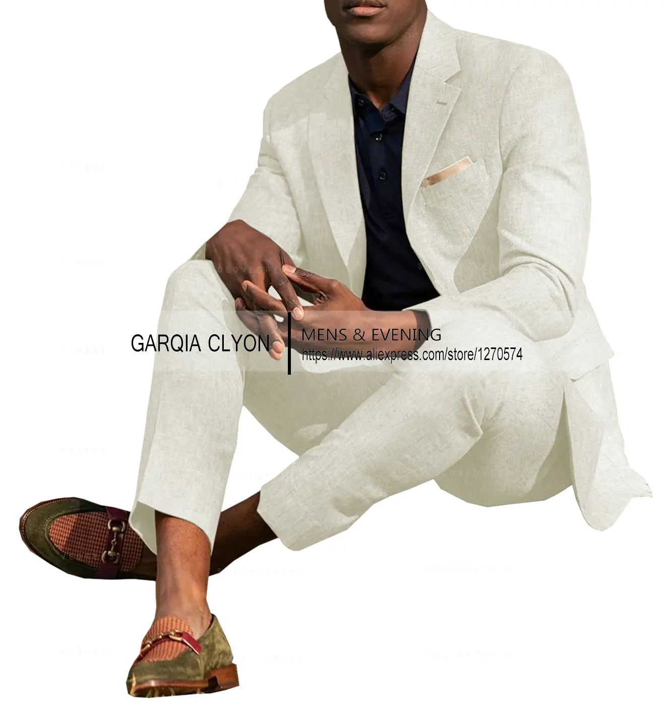 Ternos masculinos de linho, 2 peças, verão, casual, lapela de entalhe, ternos de casamento masculinos (blazer + calça)