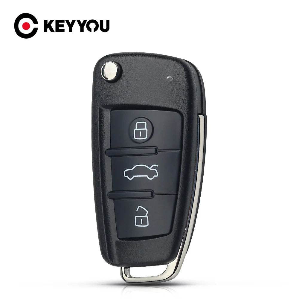Keyyou substituição dobrável flip remoto chave do carro caso escudo 3 botão para audi sem lâmina