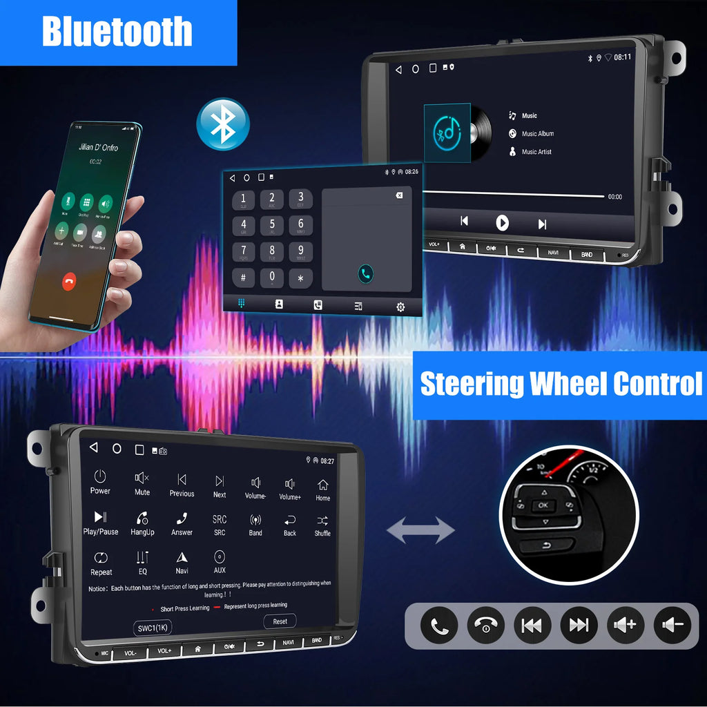 Essgoo 9 "android 14 4g + 64g Wireless  carplay carro estéreo gps navi wifi rds fm bt para vw golf 5 6 passat polo touran tiguan caddy eos