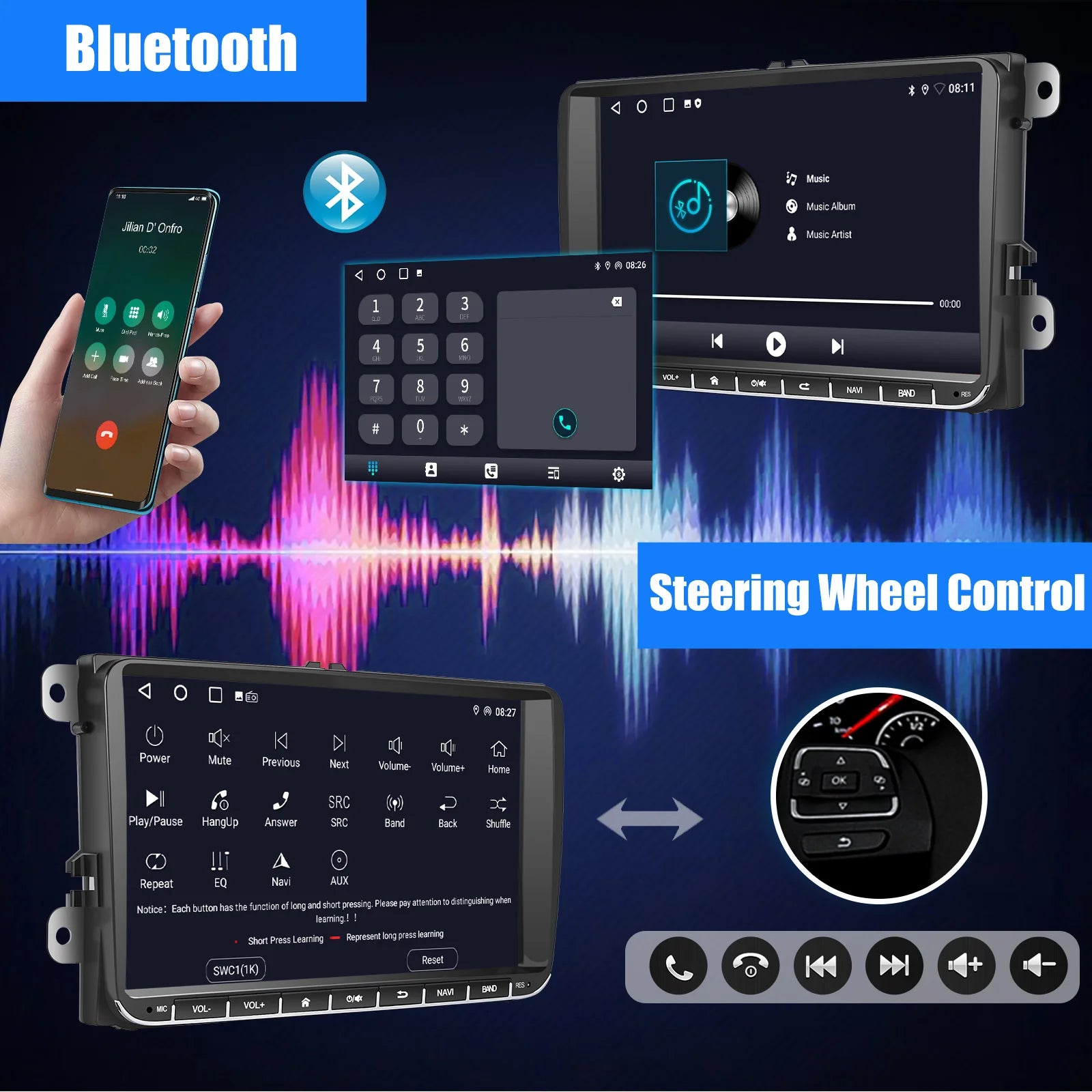 Essgoo 9 "android 14 4g + 64g Wireless  carplay carro estéreo gps navi wifi rds fm bt para vw golf 5 6 passat polo touran tiguan caddy eos
