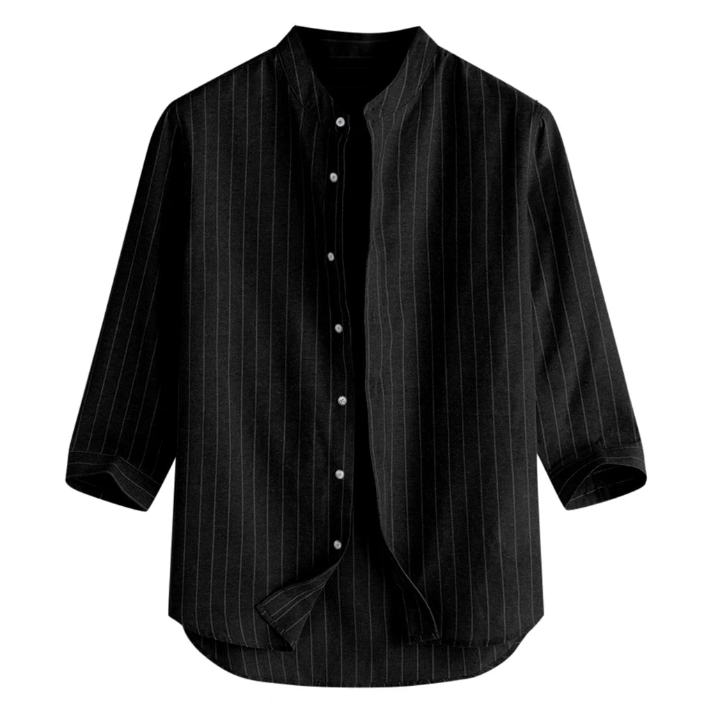 Camisa de linho respirável masculina, confortável, cor sólida, manga comprida, solta, Harajuku, blusa casual, camisa havaiana, breve, 2022