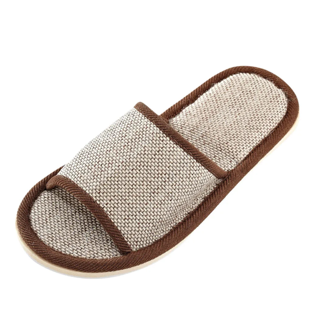Chinelos de linho feminino e masculino casa chinelos de chão interior diário casa simples simples mudo antiderrapante chinelos confortáveis