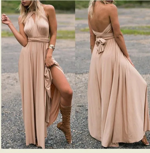 Vestido Maxi Club Boho para mulheres, bandagem vermelha, vestido de festa longo, madrinhas multiway, robe infinito conversível, sexy