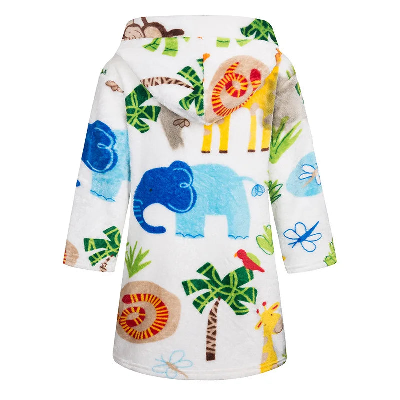 Crianças pijamas macios roupão de flanela de inverno 2025 novo dos desenhos animados bonito pijamas meninos meninas outono roupões com capuz homewear
