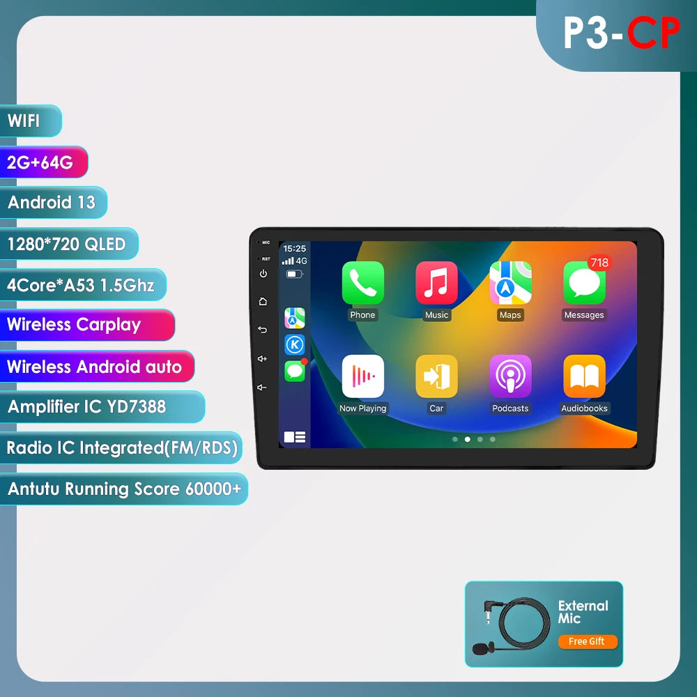 Rádio de Carro Android 2Din de 9 polegadas Hizpo para Audi A4 B8 B7 B6 S4 RS4 2000 - 2009 SEAT Exeo BT 4G DSP RDS CarPlay Navegação GPS 360CAM