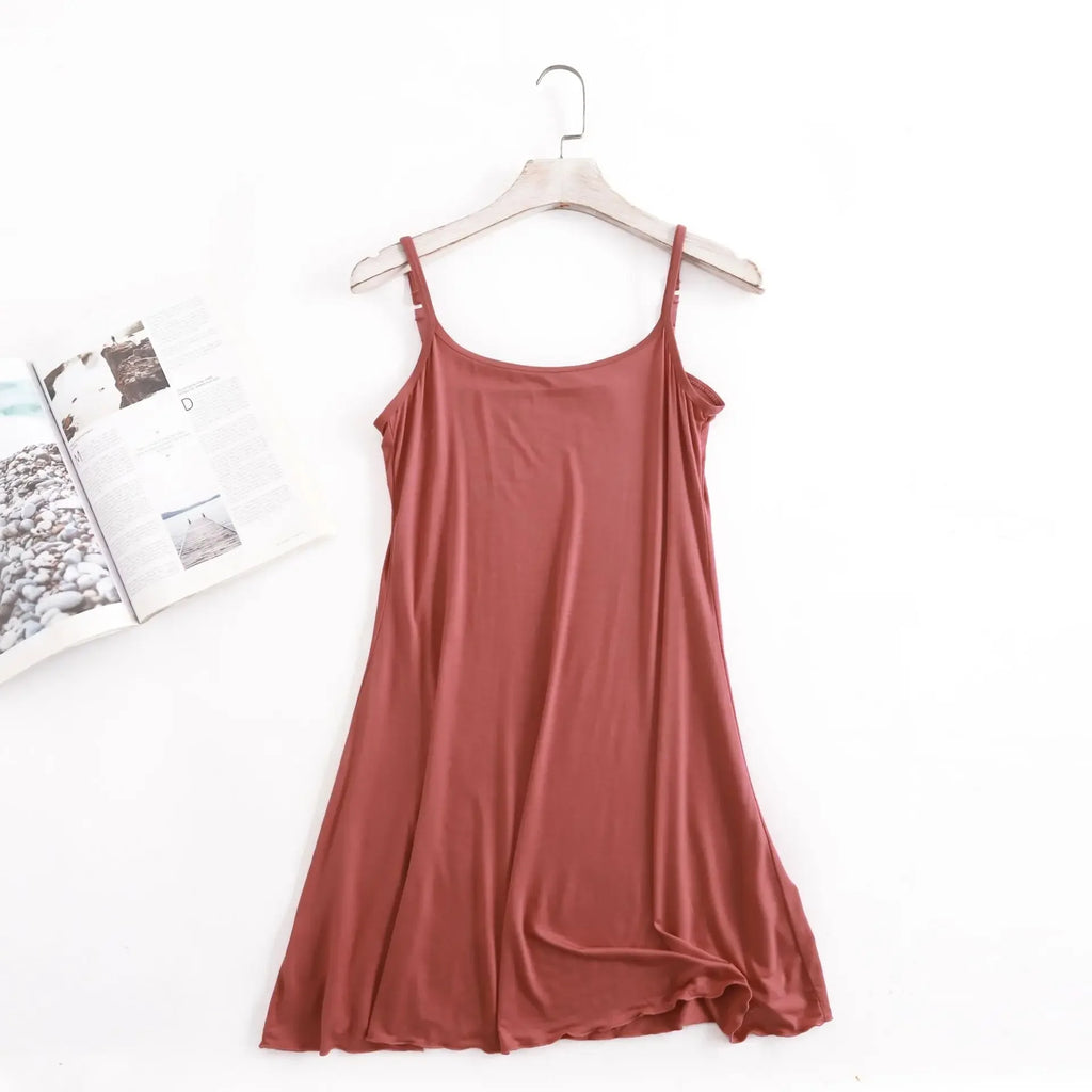 Roupa de pijama modal sexy feminina, tops femininos, roupa de fundo, pijama, vestido de dormir com babados, mais novo, verão