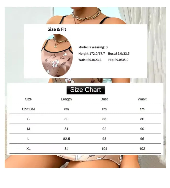 Pijamas femininos verão floral impressão cetim camisola casual sem mangas sem costas deslizamento noite vestido sexy camisola roupas de casa