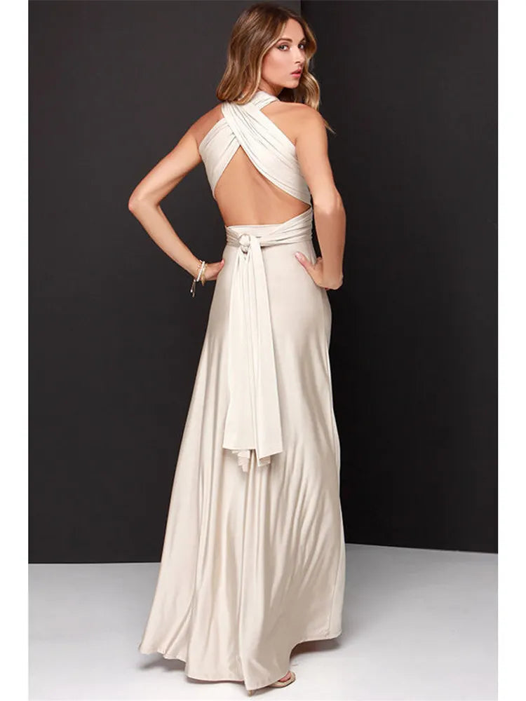 Vestido Maxi Club Boho para mulheres, bandagem vermelha, vestido de festa longo, madrinhas multiway, robe infinito conversível, sexy