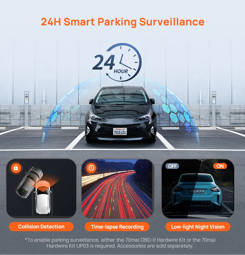 Novo 70mai Dash Cam M310 Plus 3K 1620P WDR Controle de Voz 139 ° Monitor de estacionamento do gravador do carro FOV DVR 70mai M310 Plus 3K