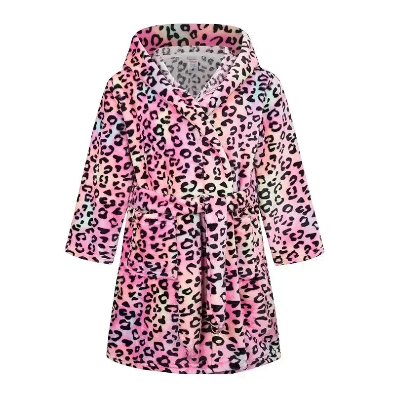 Crianças pijamas macios roupão de flanela de inverno 2025 novo dos desenhos animados bonito pijamas meninos meninas outono roupões com capuz homewear