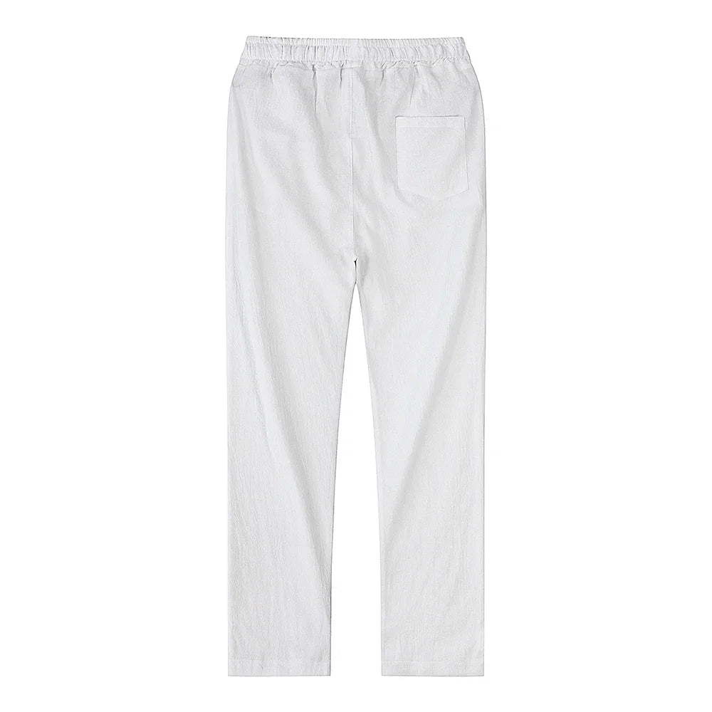 Calças de linho de algodão masculino outono novo respirável cor sólida calças de linho fitness streetwear S-3XL