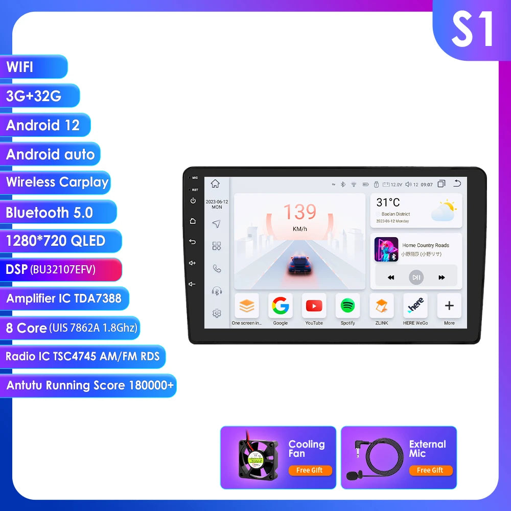 Rádio de Carro Android 2Din de 9 polegadas Hizpo para Audi A4 B8 B7 B6 S4 RS4 2000 - 2009 SEAT Exeo BT 4G DSP RDS CarPlay Navegação GPS 360CAM