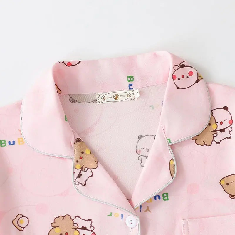 Kawaii anime bubu dudu conjunto de pijama macio e confortável homem mulher pijamas algodão solto pijama terno solto roupas para casa presente aniversário