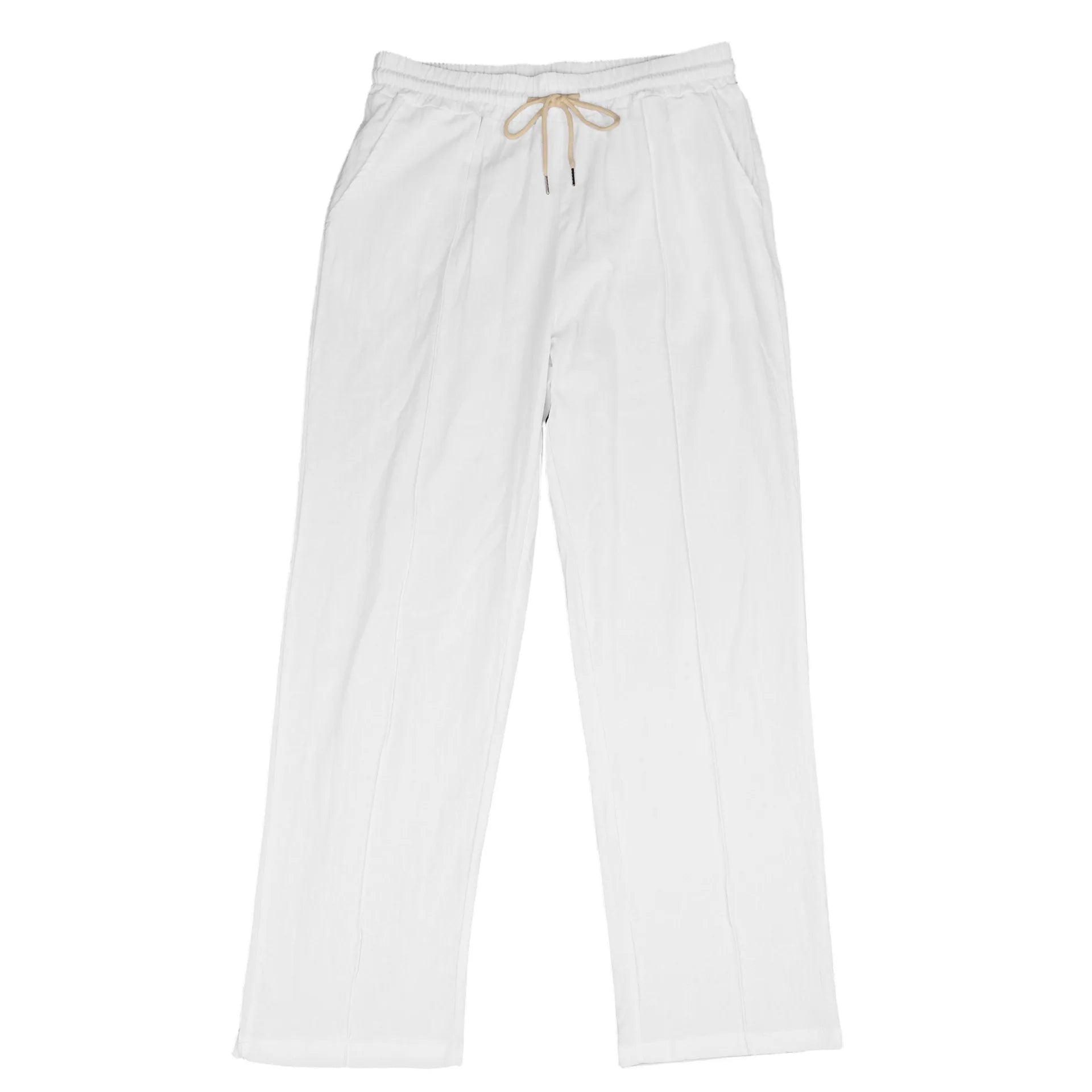 Calças de Linho Americanas Novas Primavera 2026, Tecido Leve e Respirável, Estilo Casual Solto, Cintura com Cordão, Perfeitas para Uso Diário