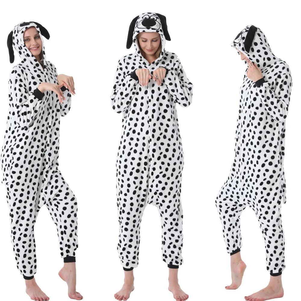 Mulheres animal kigurumi pijamas inverno grosso flanela pijamas adulto com capuz pijama homewear halloween cosplay trajes de festa