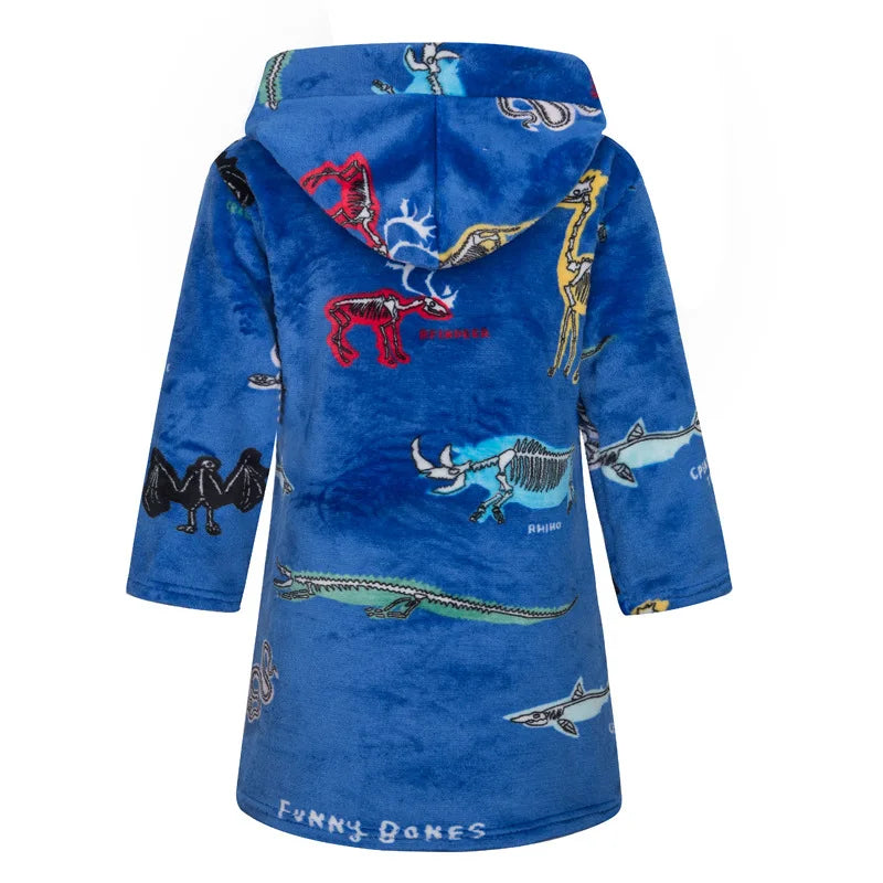 Crianças pijamas macios roupão de flanela de inverno 2025 novo dos desenhos animados bonito pijamas meninos meninas outono roupões com capuz homewear