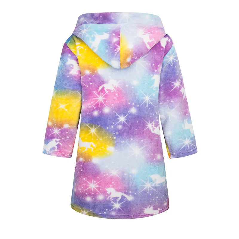 Crianças pijamas macios roupão de flanela de inverno 2025 novo dos desenhos animados bonito pijamas meninos meninas outono roupões com capuz homewear