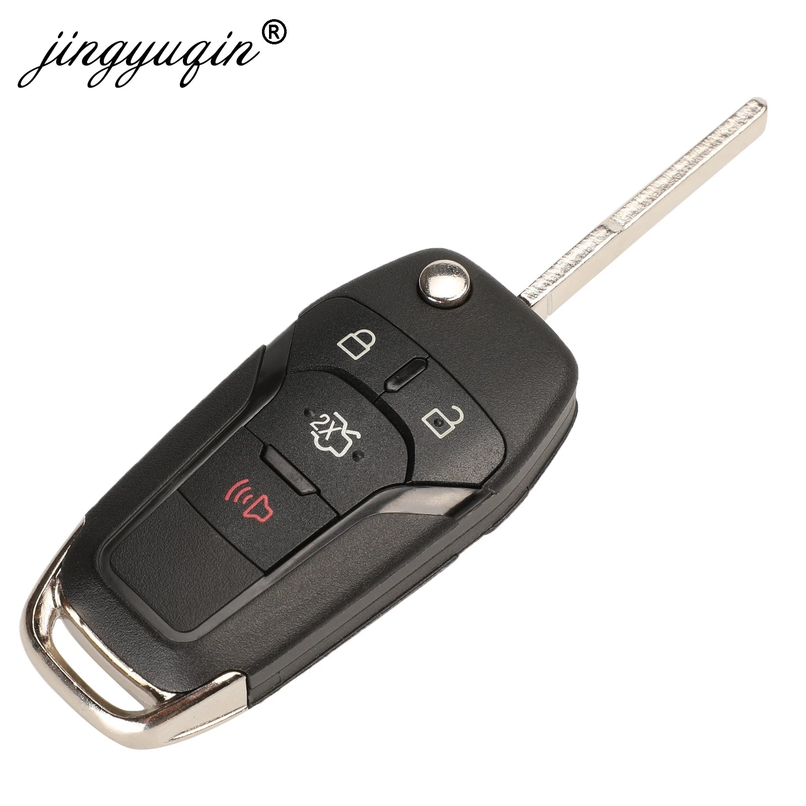 Jingyuqin 2/3/4 botão flip dobrável caso chave do carro shell para ford focus fusão mk2 mk7 explorador ranger lâmina hu101 em branco sem cortes