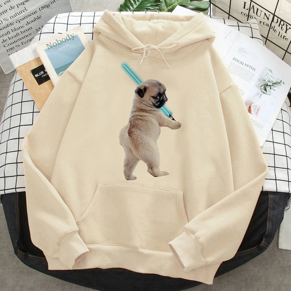 Hoodies japoneses Pug para mulheres, Moletons engraçados, Roupas Femininas Anime