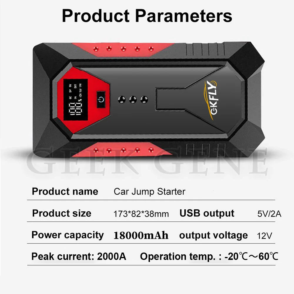 Gkfly 4000a carro ir para iniciantes banco de potência portátil 2000a impulsionador de bateria de carro 12v dispositivo de partida auxiliar para gasolina diesel