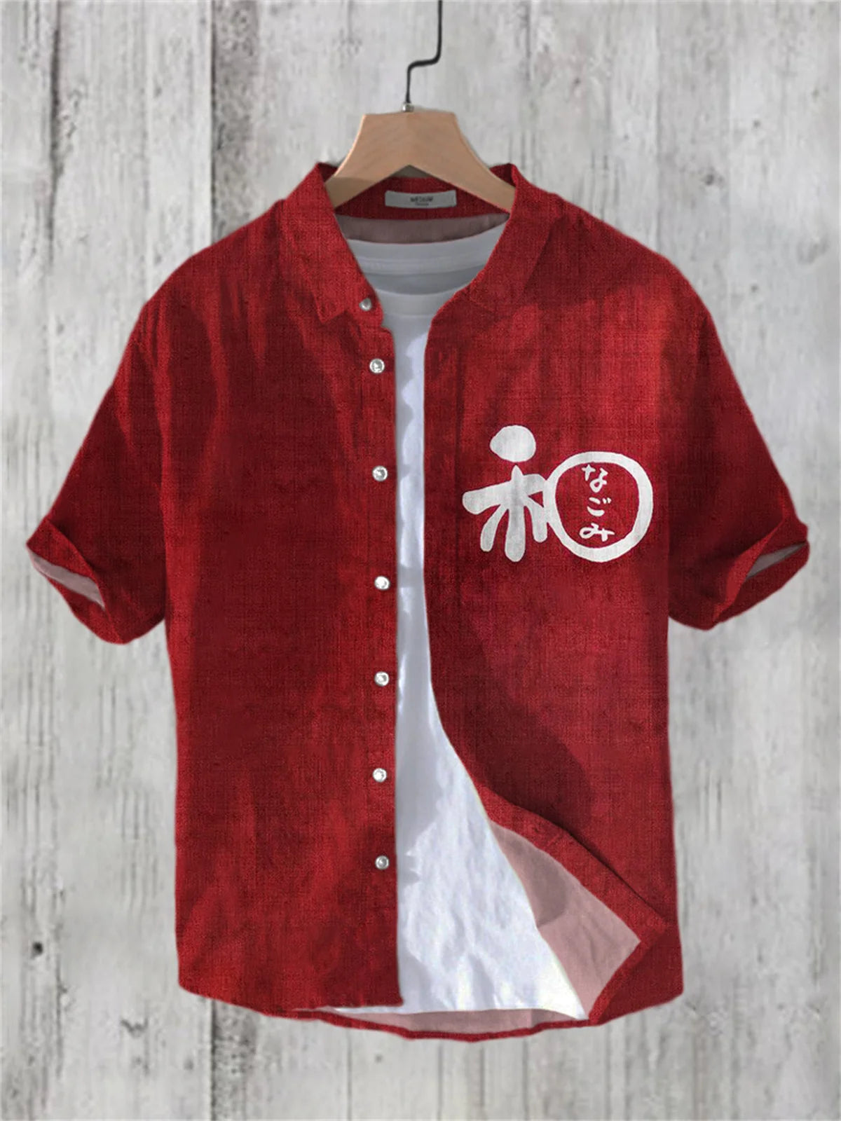 Camisa de linho masculina, texto retrô, arte japonesa, impressão 3D, manga curta, peito único, lazer, férias, top de praia, Havaí