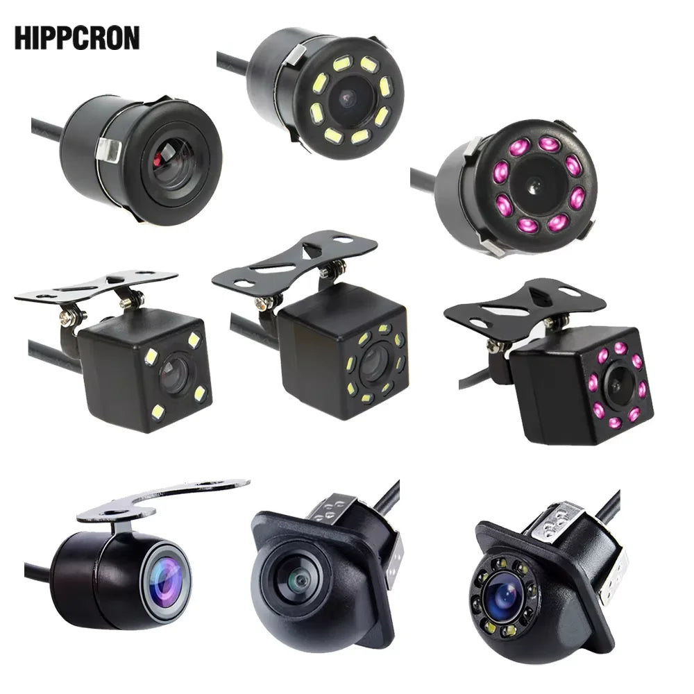 Hippcron câmera de visão traseira do carro 4 led visão noturna invertendo monitor estacionamento automático ccd à prova dwaterproof água 170 graus vídeo hd