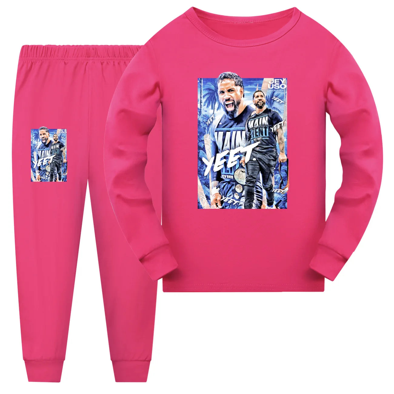 Crianças dos desenhos animados lutador jey uso conjuntos de pijama da criança meninos pijamas diários do bebê meninas manga longa t camisa + shorts 2 pçs set3952