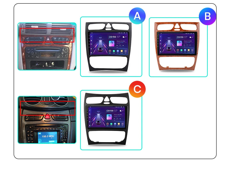 Junsun carplay android auto rádio do carro para mercedes benz classe c w203 c200 c320 c350 clk w209 2000-2005 multimídia inteligente 4g