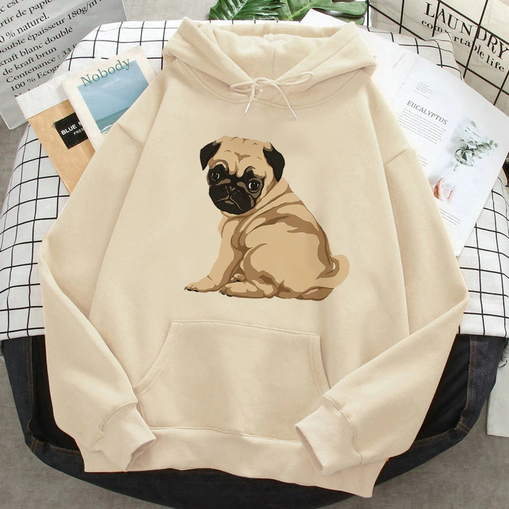 Hoodies japoneses Pug para mulheres, Moletons engraçados, Roupas Femininas Anime