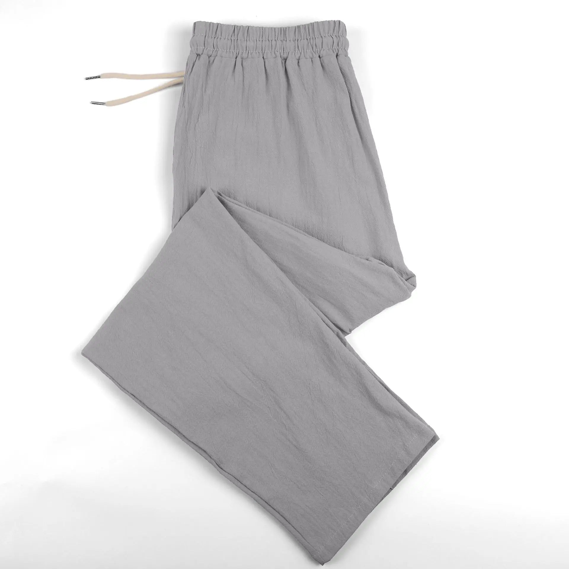 Calças de Linho Americanas Novas Primavera 2026, Tecido Leve e Respirável, Estilo Casual Solto, Cintura com Cordão, Perfeitas para Uso Diário