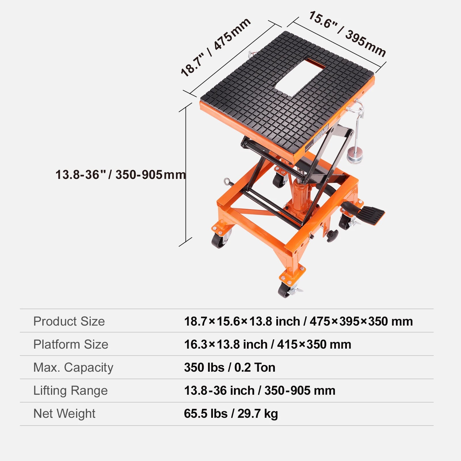 SucceBuy Mesa de elevação hidráulica para motocicleta, 350 lbs, tesoura, elevador hidráulico, suporte para dirt bike