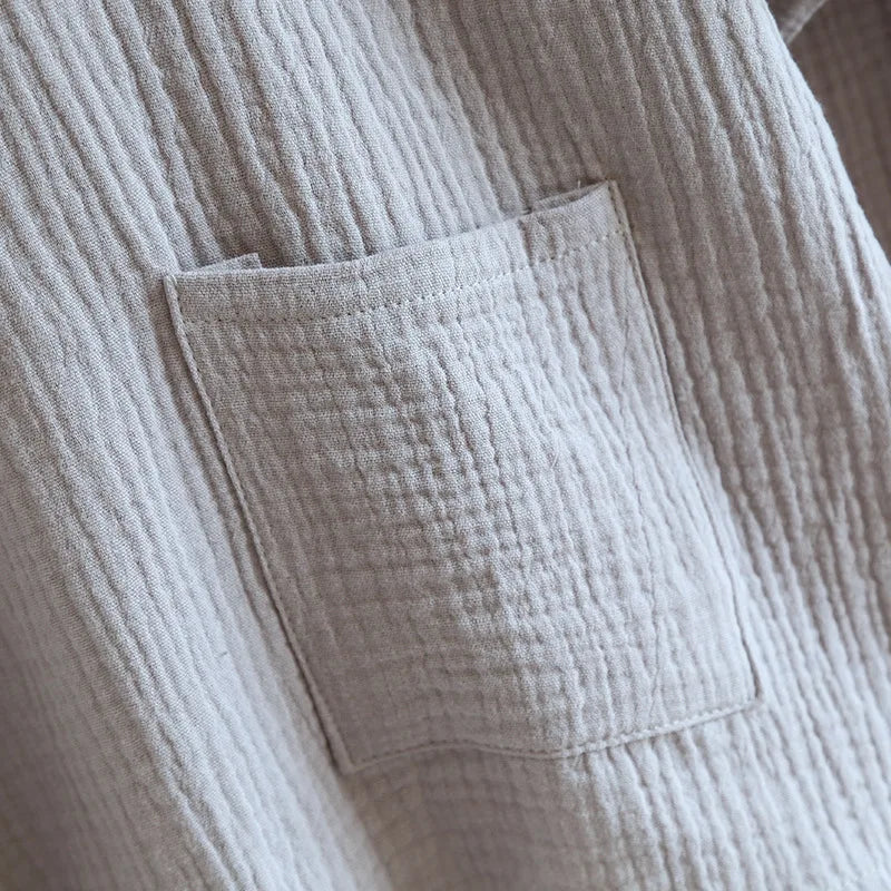 Primavera/outono japonês quimono pijamas masculinos pijamas masculinos gaze fina algodão rendas topo + calças soltas de duas peças homewear