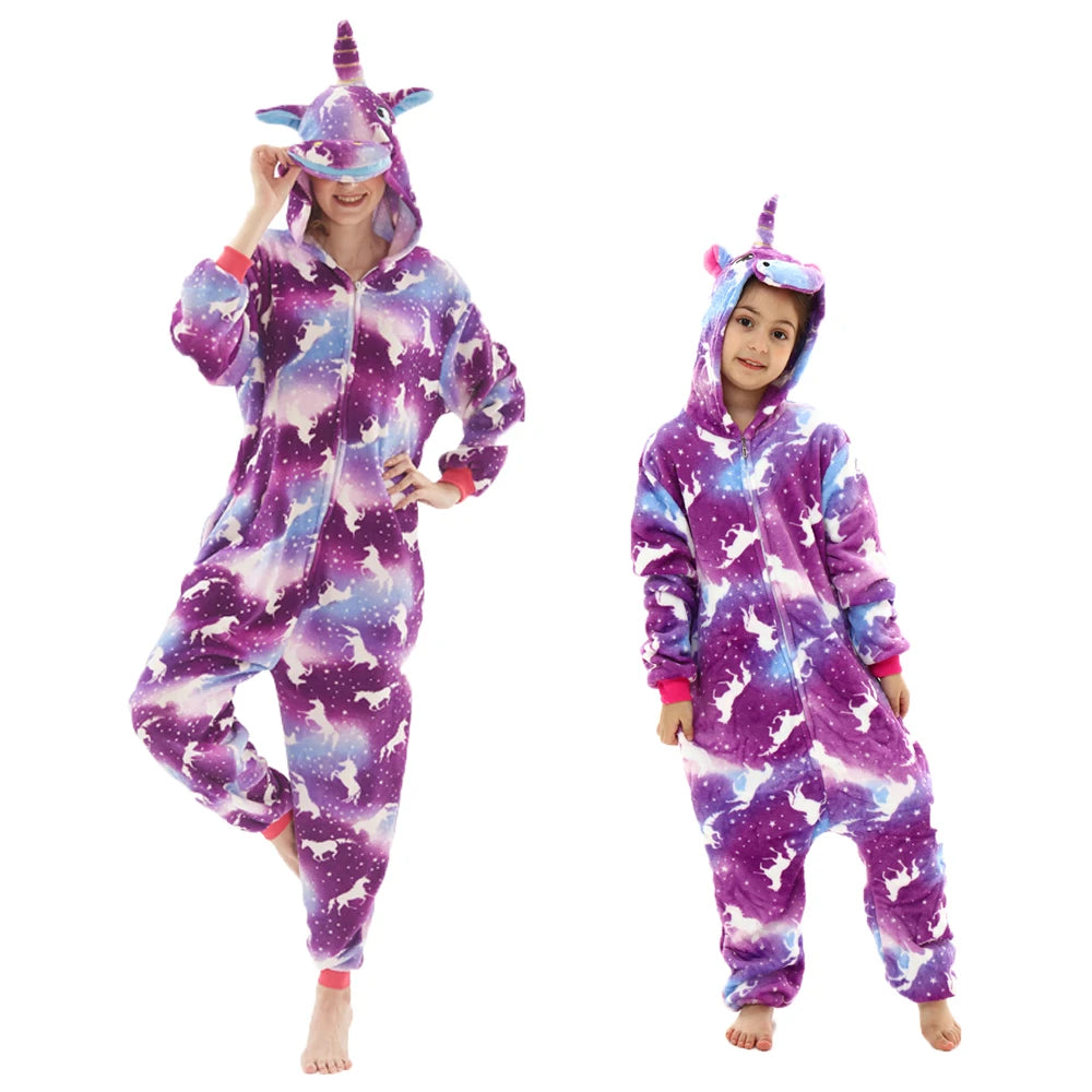 Mulheres animal kigurumi pijamas inverno grosso flanela pijamas adulto com capuz pijama homewear halloween cosplay trajes de festa