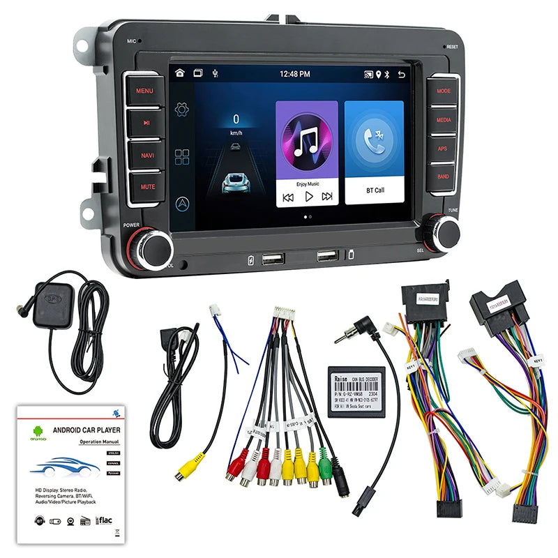 Rádio multimídia para carro com GPS Android player Universal, Carplay, Wifi, para Volkswagen Golf 5, 6, Polo, Passat B6, B7, CC, Skoda