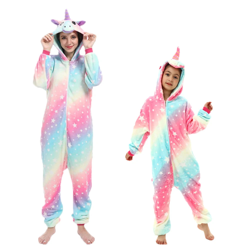 Mulheres animal kigurumi pijamas inverno grosso flanela pijamas adulto com capuz pijama homewear halloween cosplay trajes de festa