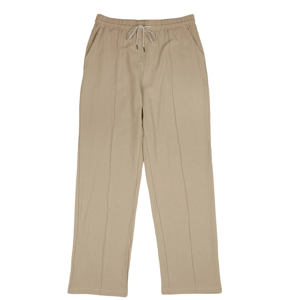 Calças de Linho Americanas Novas Primavera 2026, Tecido Leve e Respirável, Estilo Casual Solto, Cintura com Cordão, Perfeitas para Uso Diário
