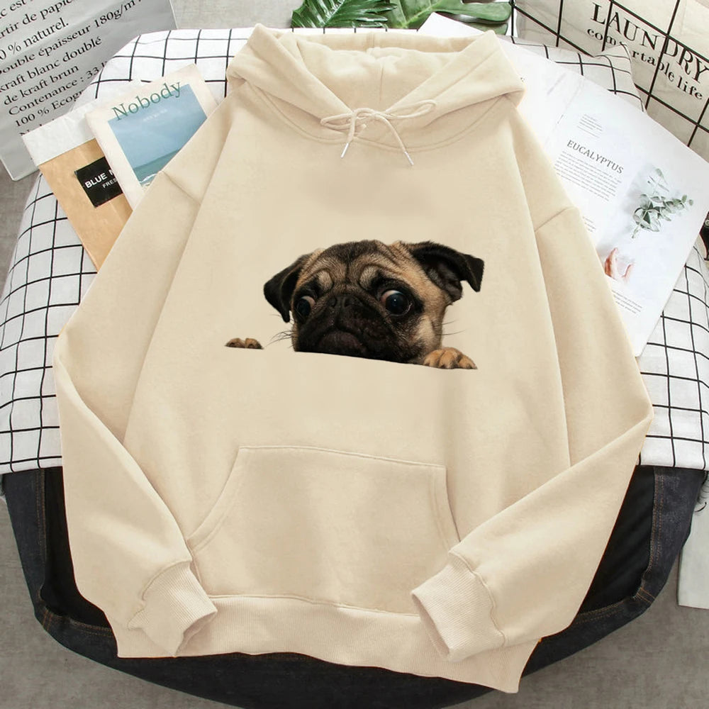 Hoodies japoneses Pug para mulheres, Moletons engraçados, Roupas Femininas Anime