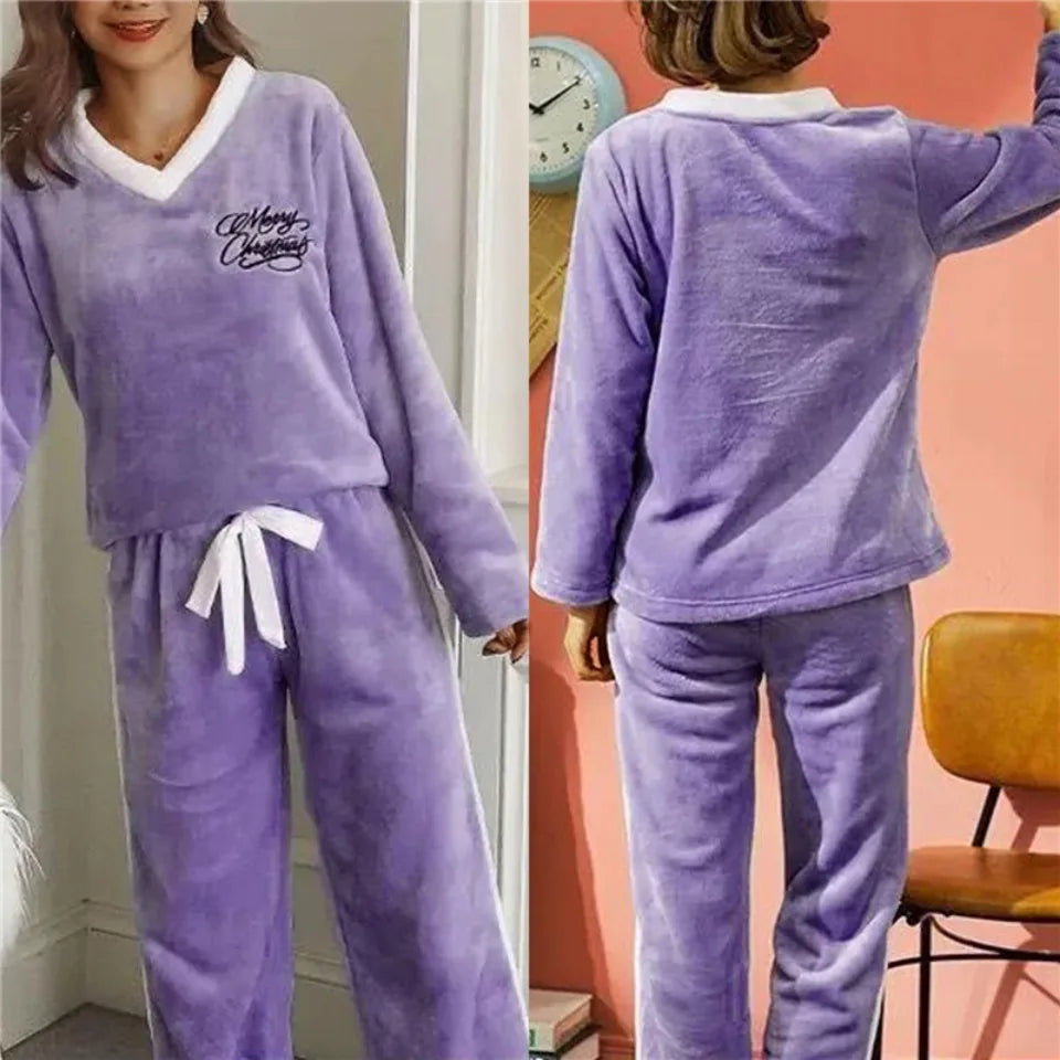 Outono inverno flanela conjuntos de pijamas femininos moda xadrez impresso teddy pijamas veludo homewear kawaii meninas pijamas mujer pijama
