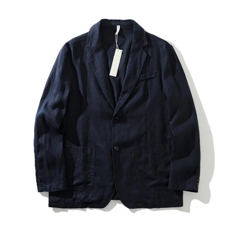 Blazer de Linho Puro - Blazer Masculino Elegante para Eventos ao Ar Livre, Casual, de Alta Qualidade, Tendência para Negócios, Casamentos, Estilo Fino de Cor Pura para Cavalheiros