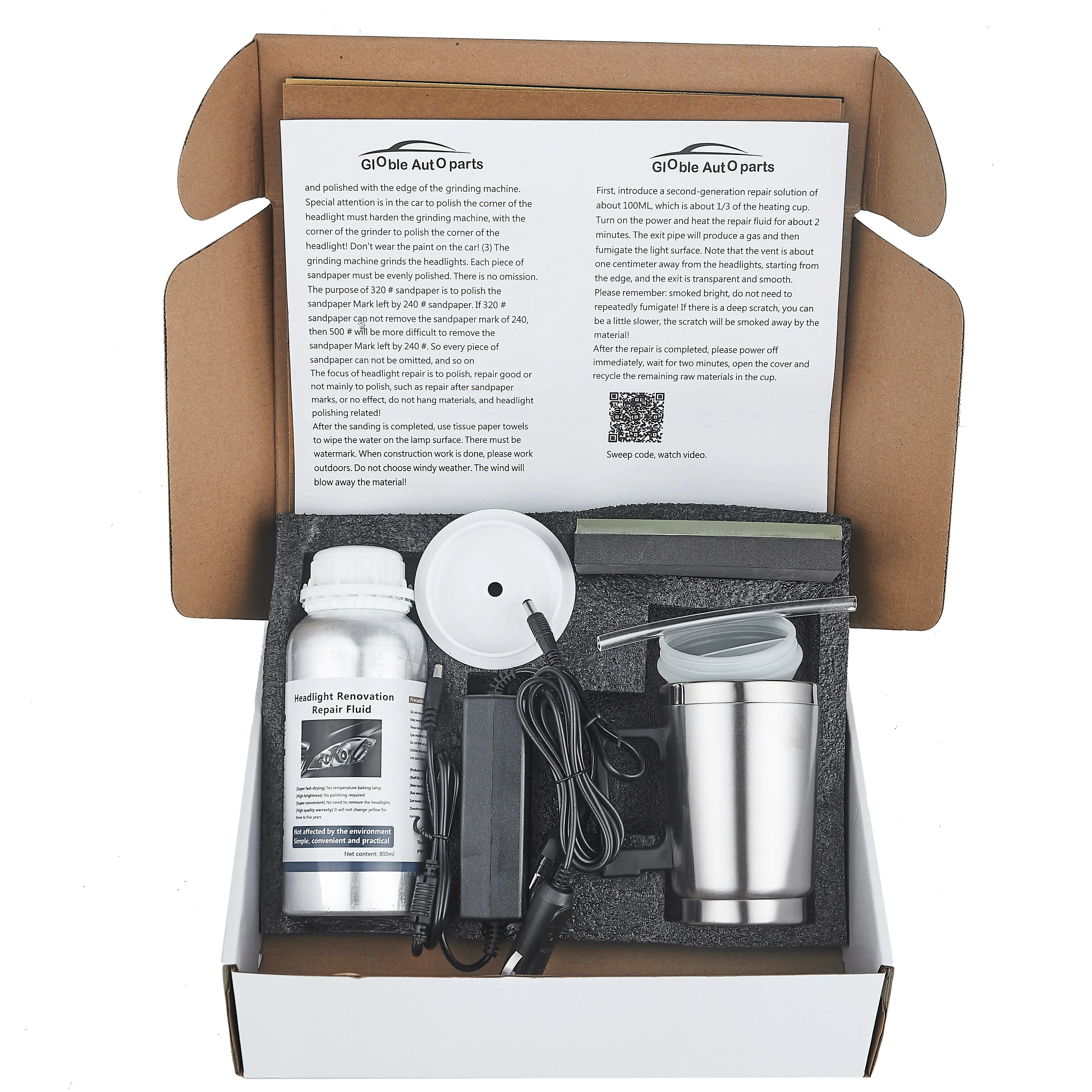 Kit de restauração polonês farol do carro Kit de renovação do reparo do carro Farol 800G, Polímero líquido, Conjunto de ferramentas automáticas