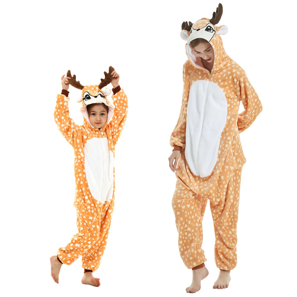 Mulheres animal kigurumi pijamas inverno grosso flanela pijamas adulto com capuz pijama homewear halloween cosplay trajes de festa