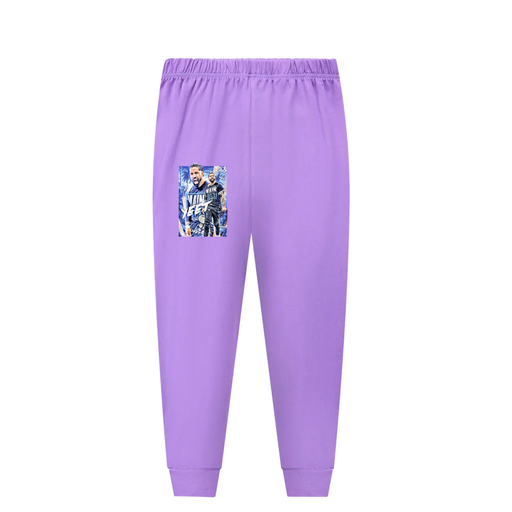 Crianças dos desenhos animados lutador jey uso conjuntos de pijama da criança meninos pijamas diários do bebê meninas manga longa t camisa + shorts 2 pçs set3952