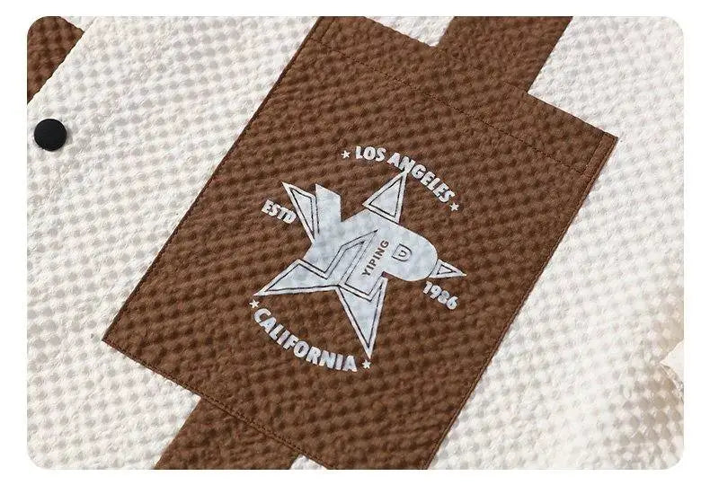 Conjunto Casual Masculino de Linho e Algodão, Camisa de Manga Curta com Colarinho e Calças Largas, Traje de Verão com Bordado Floral
