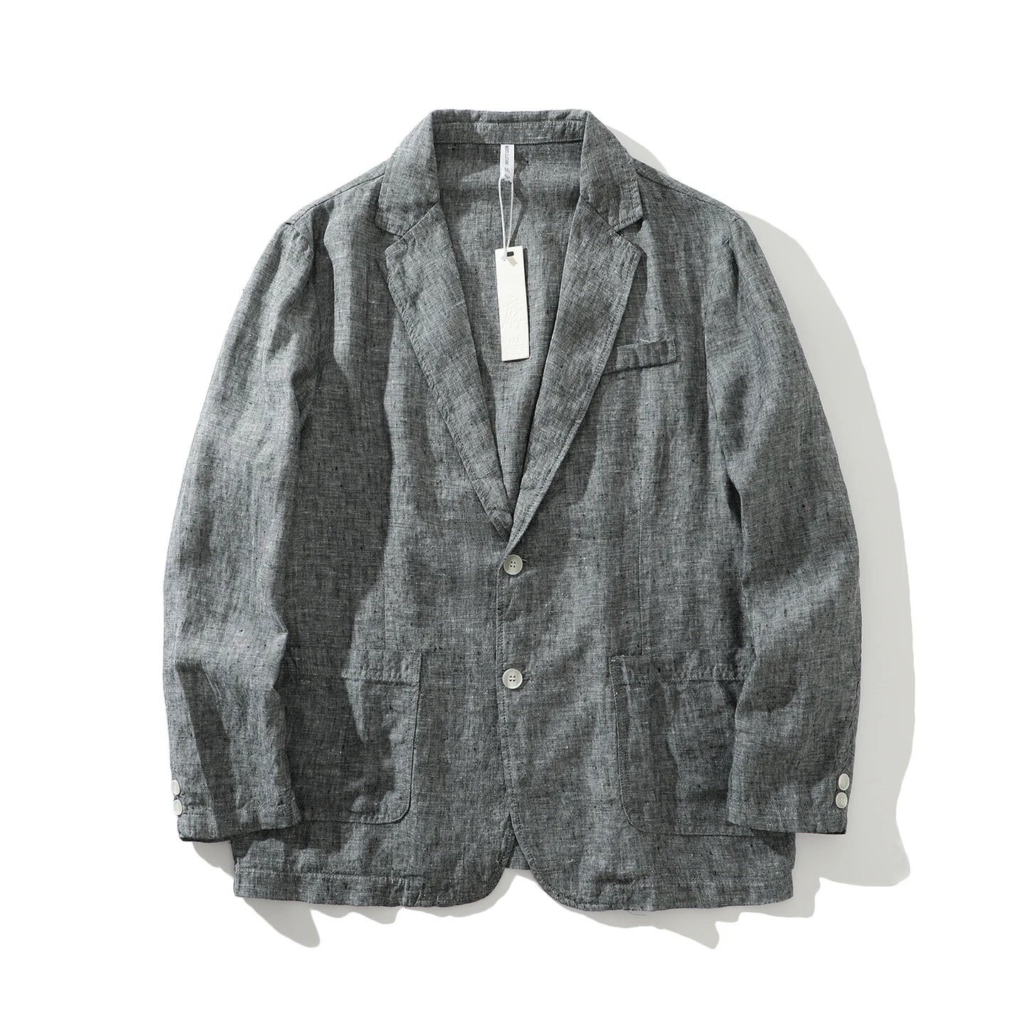 Blazer de Linho Puro - Blazer Masculino Elegante para Eventos ao Ar Livre, Casual, de Alta Qualidade, Tendência para Negócios, Casamentos, Estilo Fino de Cor Pura para Cavalheiros