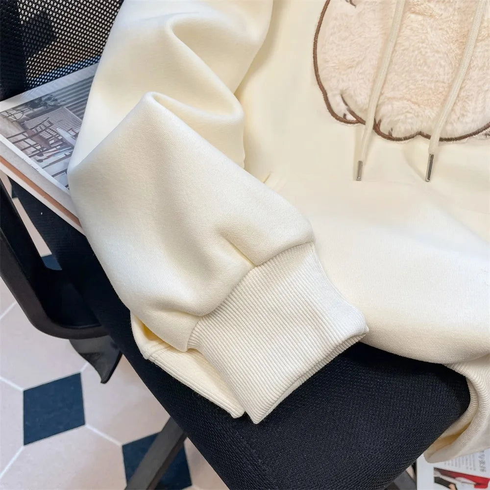 2025 primavera outono feminino casais roupas dos desenhos animados bordado adorável 3d gato impressão pulôver hoodies moletom feminino casaco com capuz