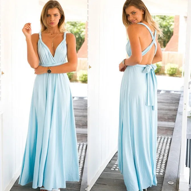 Vestido Maxi Club Boho para mulheres, bandagem vermelha, vestido de festa longo, madrinhas multiway, robe infinito conversível, sexy