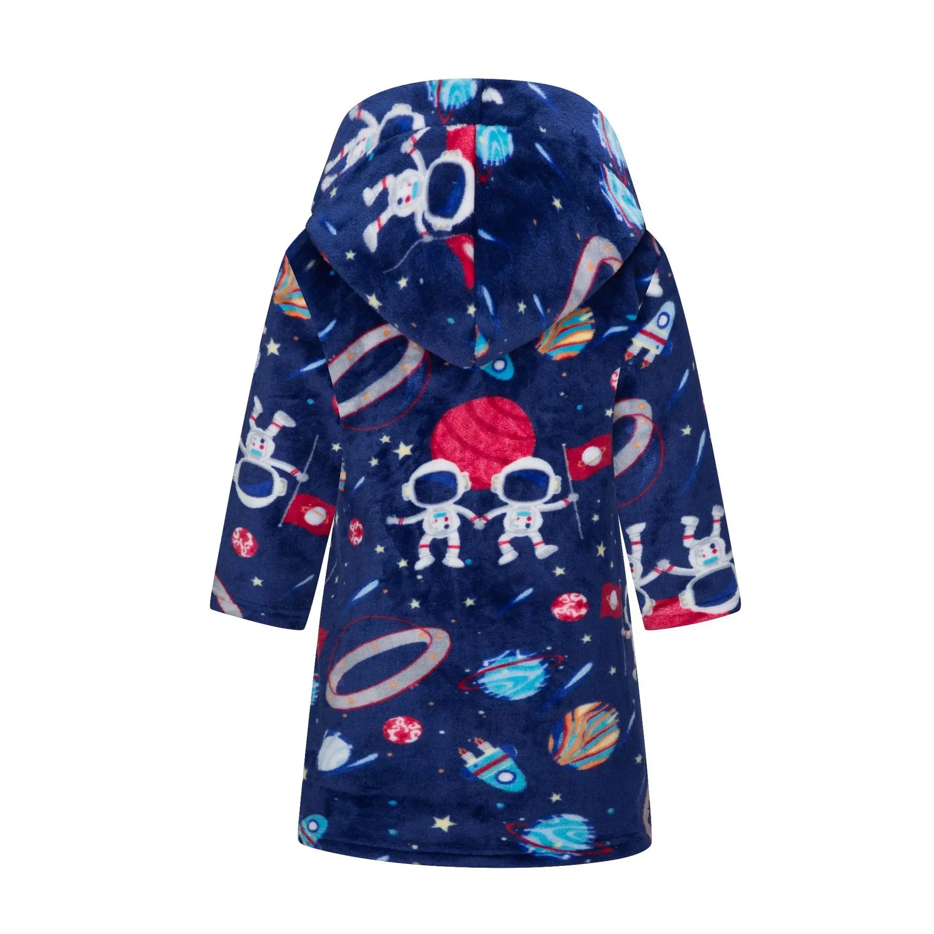 Crianças pijamas macios roupão de flanela de inverno 2025 novo dos desenhos animados bonito pijamas meninos meninas outono roupões com capuz homewear