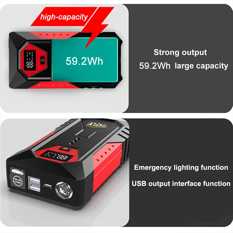GKFLY 2000A/3000A/4000A Carregador de Bateria para Carros a Gasolina e Diesel, Power Bank e Auxiliar de Partida para Automóveis